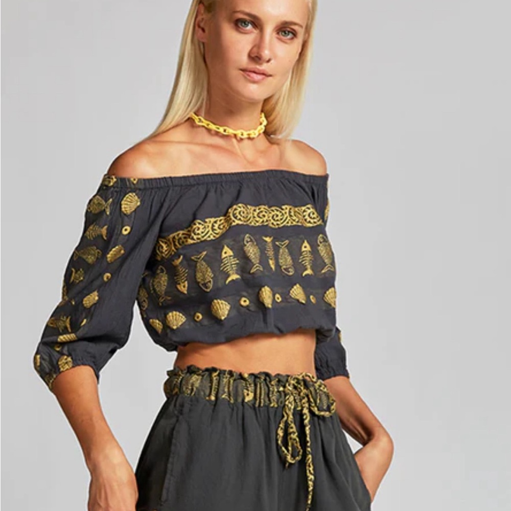 Gold Embellished Charcoal Vacation Set